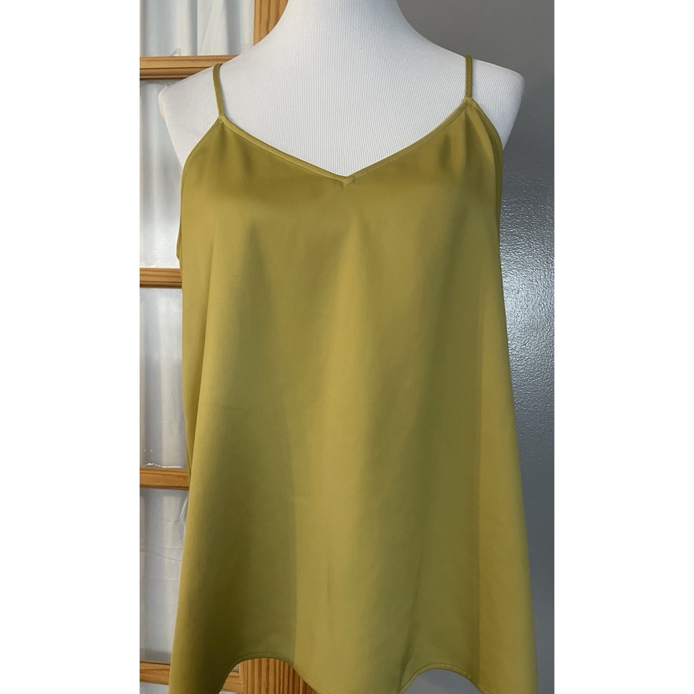 UNIQLO Camisole Slip Tank Top L Brownish Yellow Satin Spaghetti Strap Club Sexy